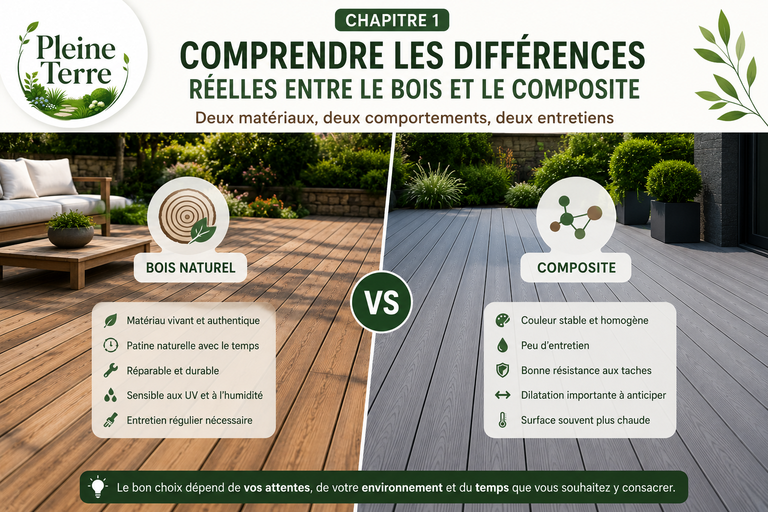 Bois vs composite comparer les matériaux