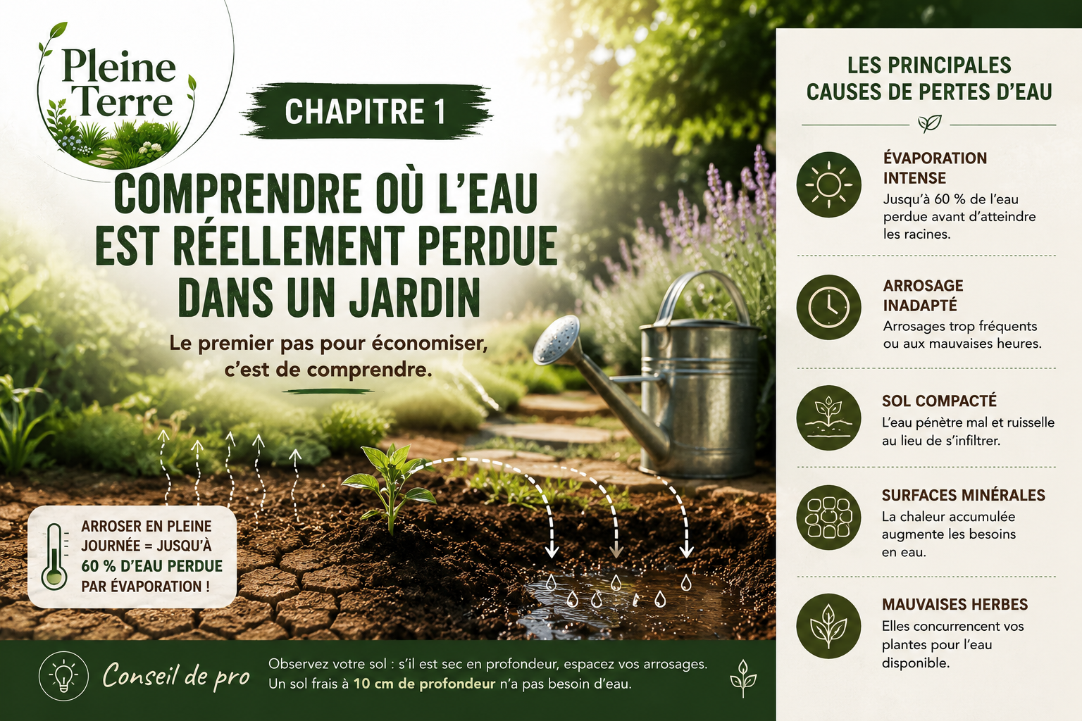 Comprendre les pertes d'eau au jardin