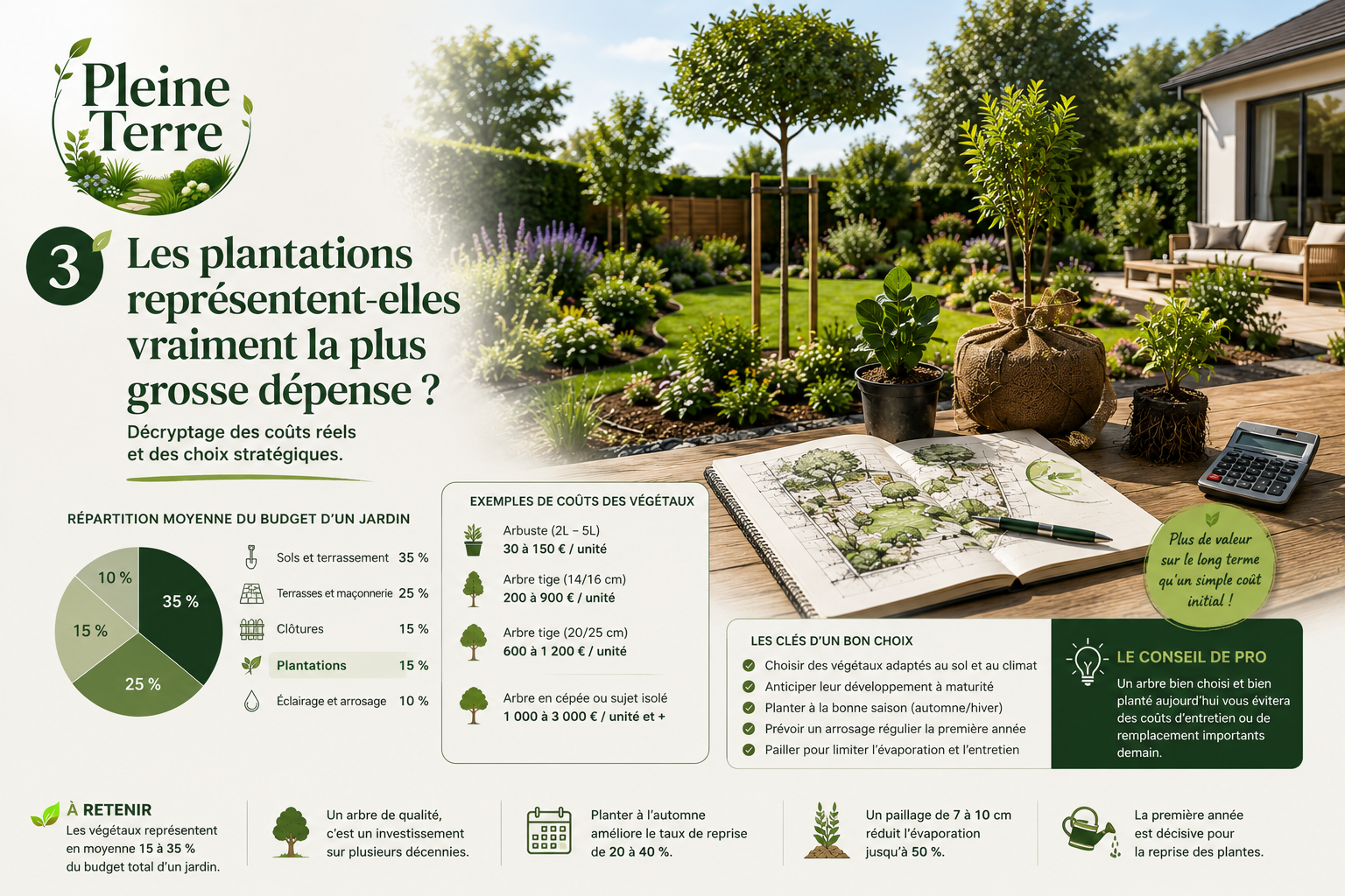 Coût des plantations dans le jardin
