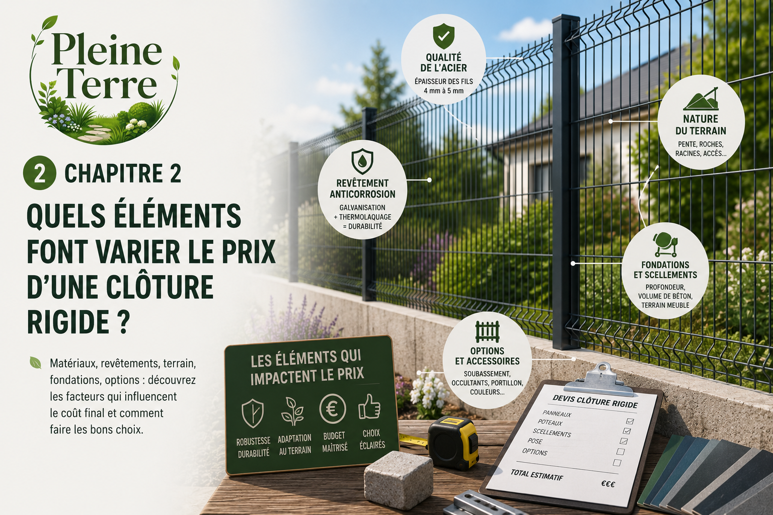Éléments influençant le prix d'une clôture