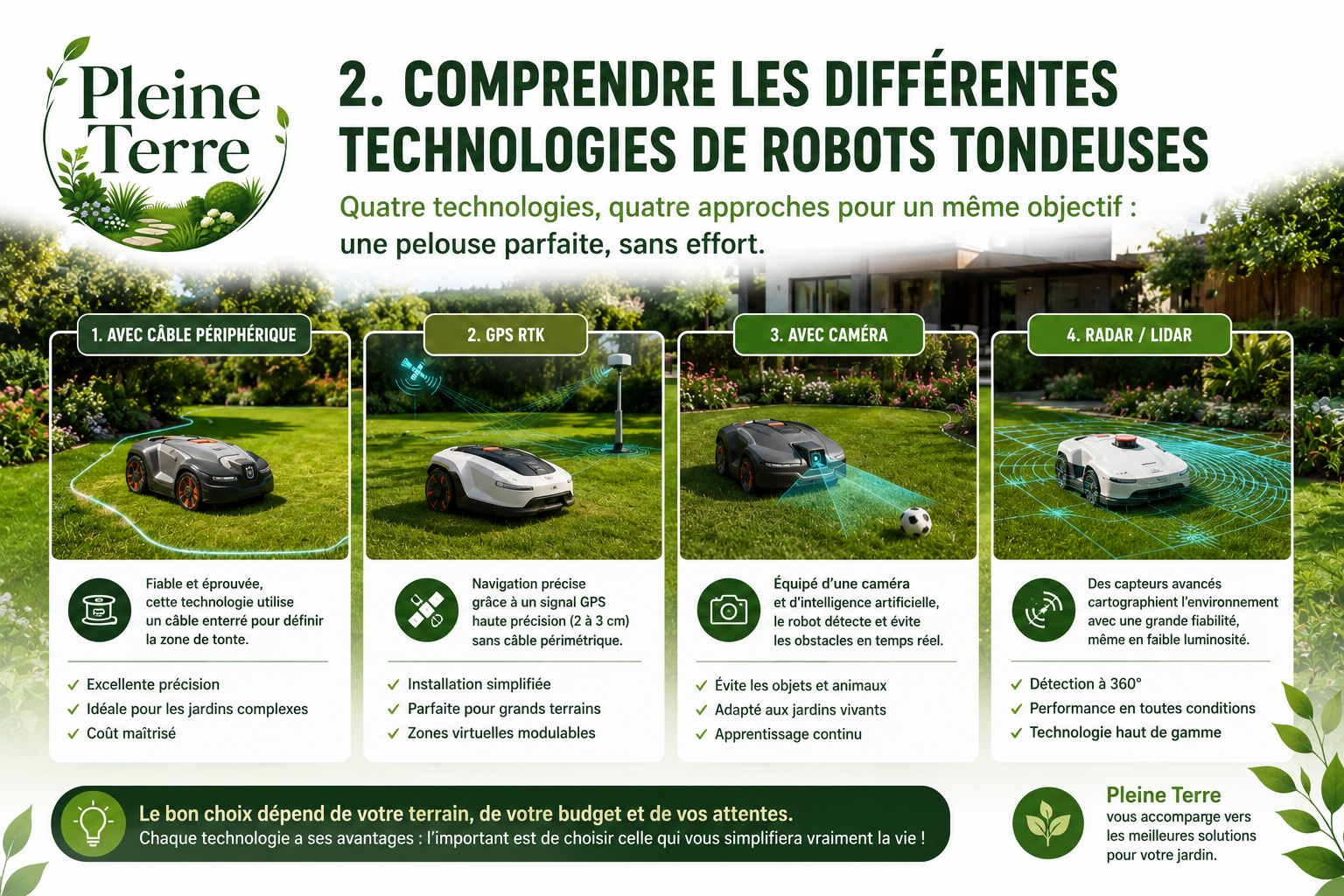 Technologies de robots tondeuses expliquées