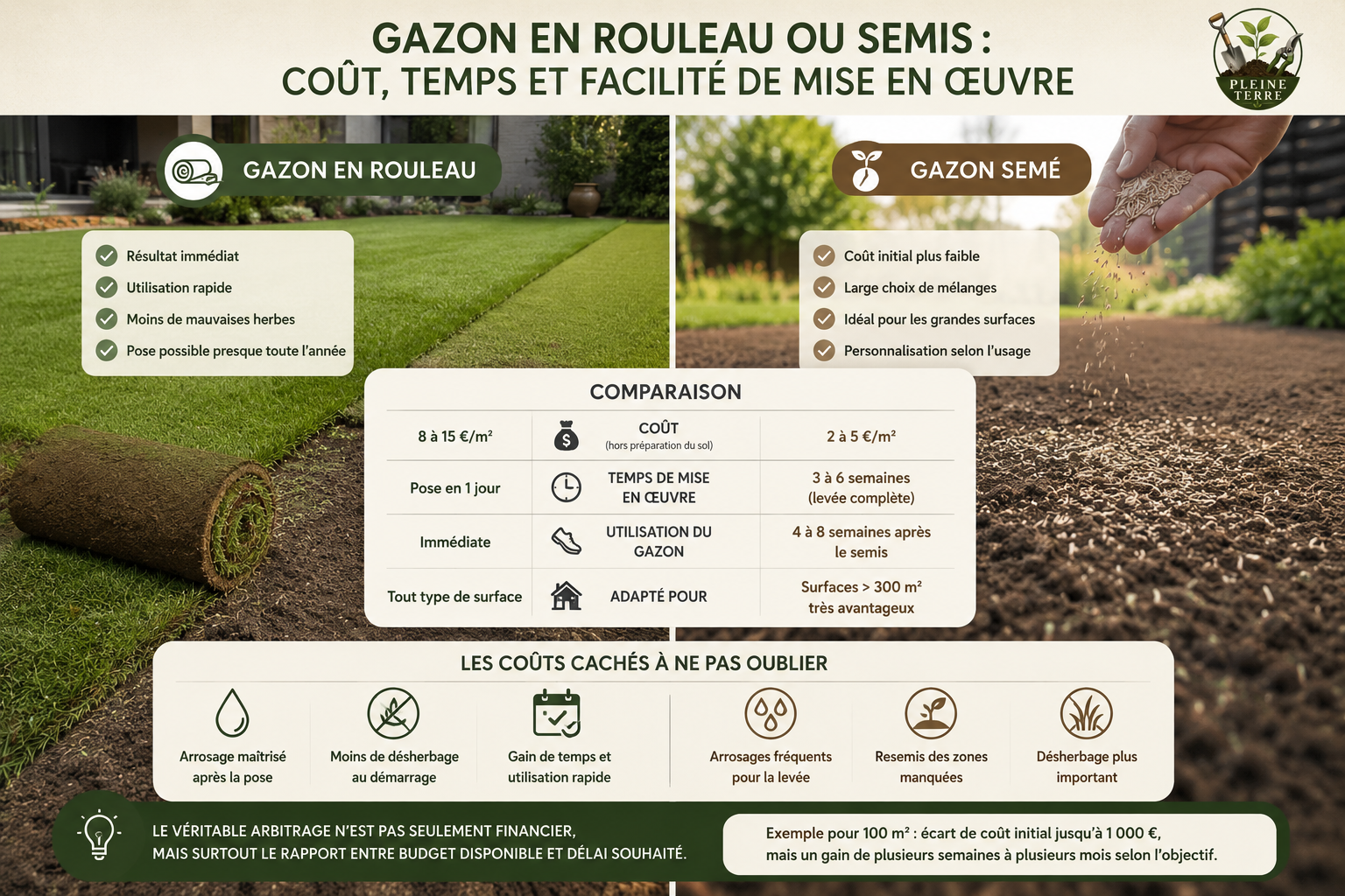 gazon cout temps facilité