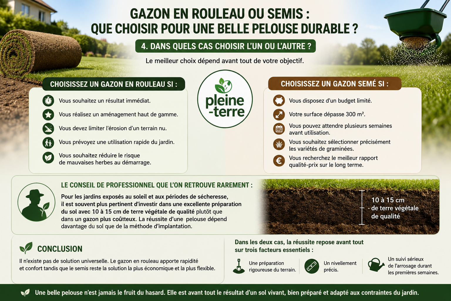 gazon rouleau ou semis - dans quels cas choisir l'un ou l'autre