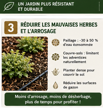 Réduire drastiquement les mauvaises herbes et l'arrosage