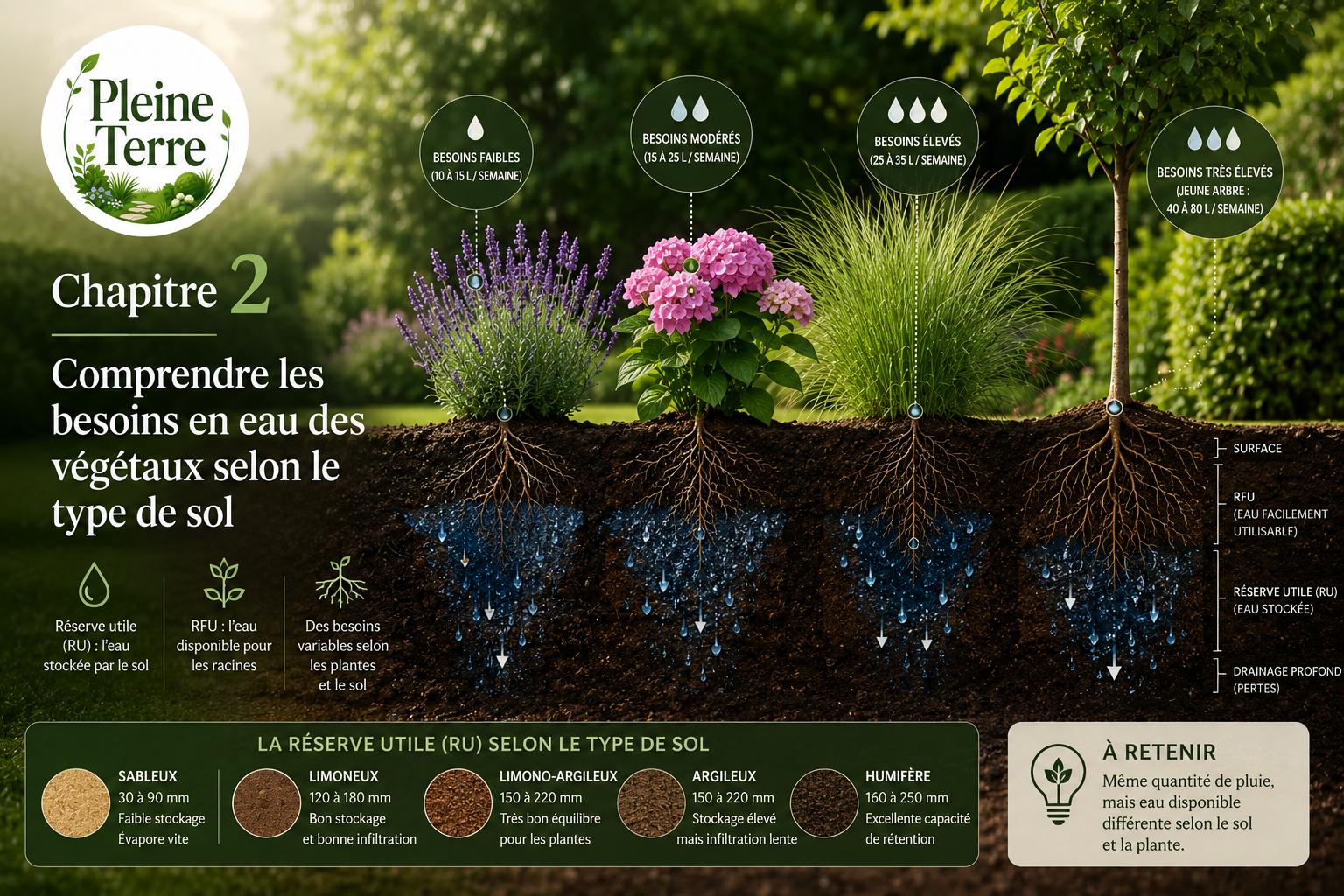 Besoins en eau des plantes et des sols