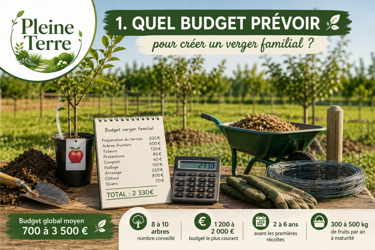Budget prévisionnel pour un verger familial