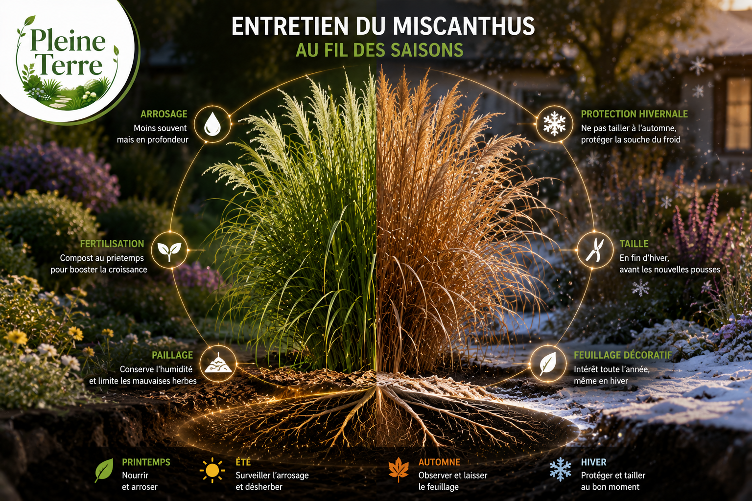 Entretien du miscanthus au fil des saisons