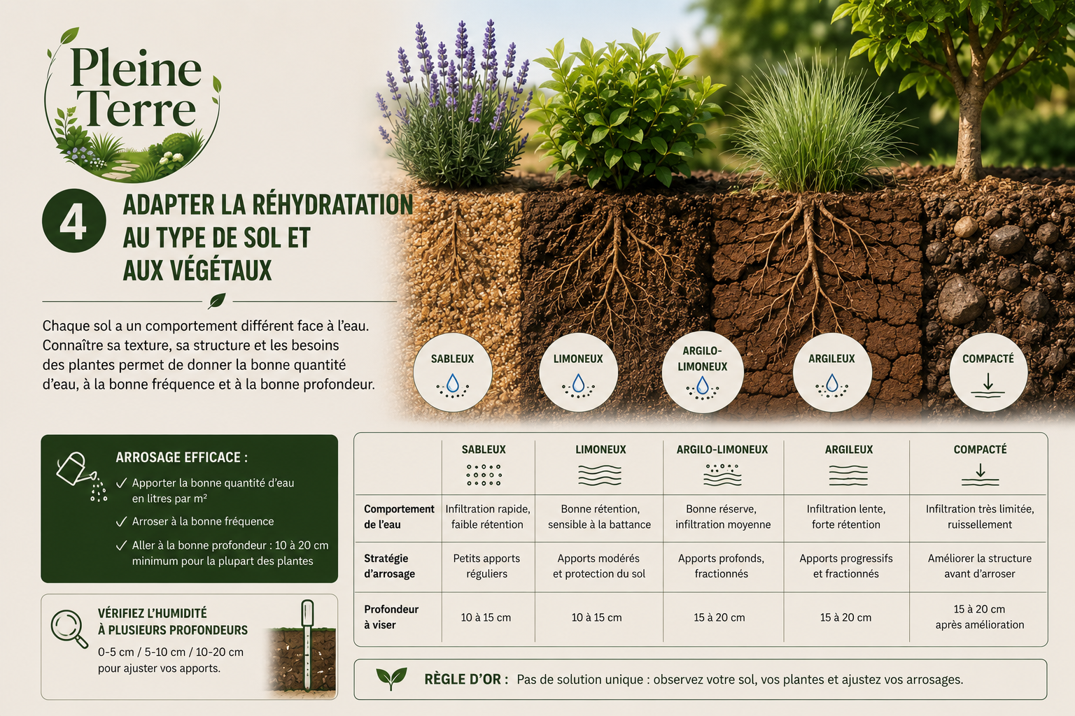 Adapter l’arrosage au sol et aux plantes