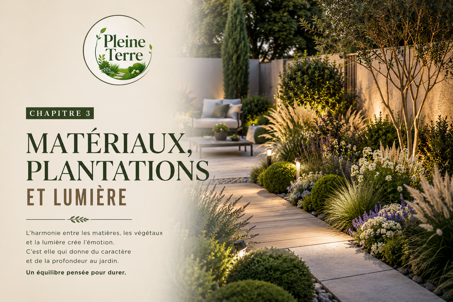Matériaux, plantations et lumières