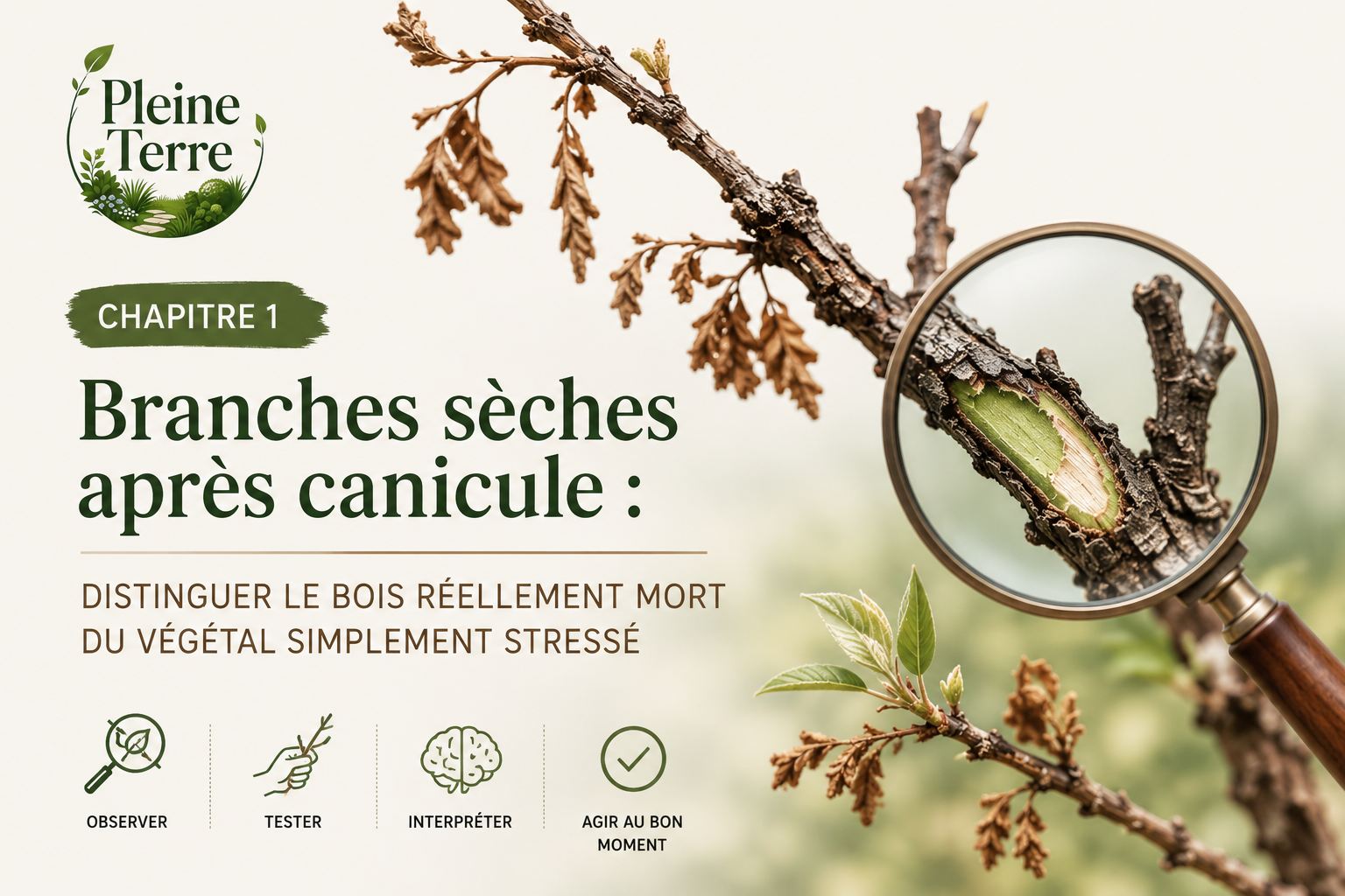 Branches sèches après canicule
